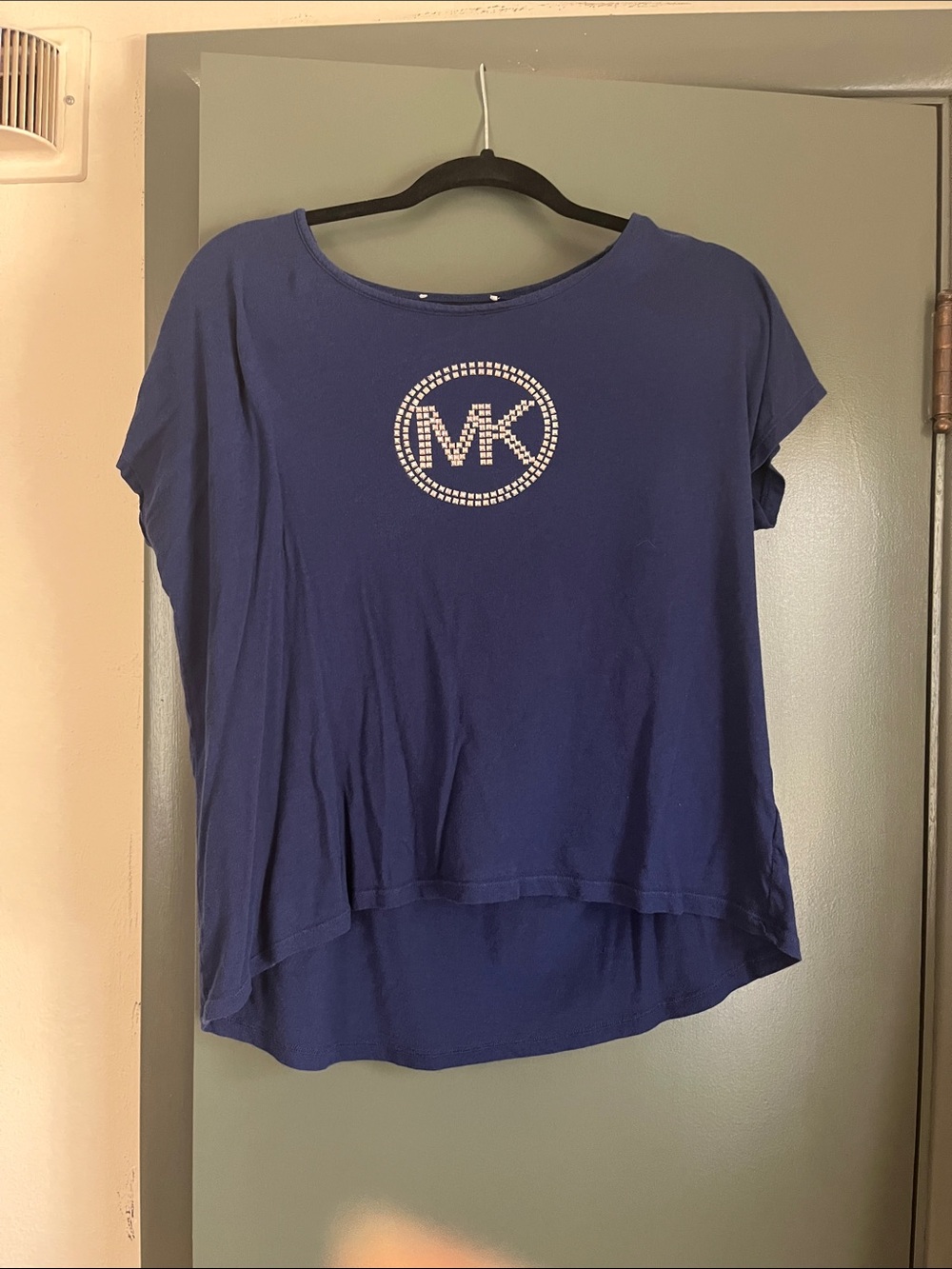 Michael Kors Royal Blue Short-Sleeve MK Rhinestone Tee